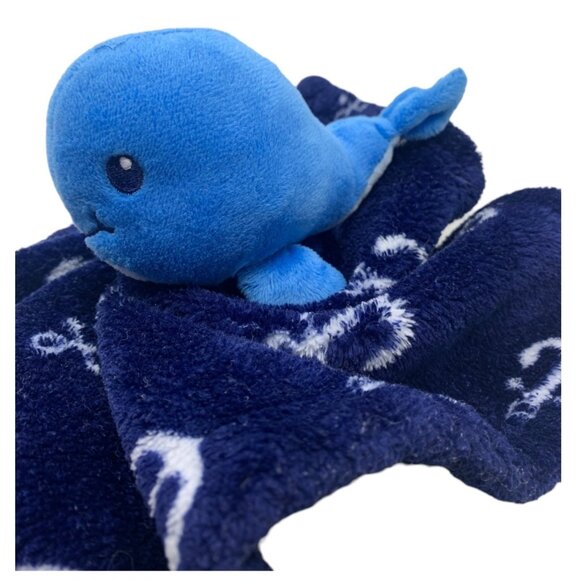 Blue Whale Anchor Lovey Baby Blanket Plush Stuffed Security Support Pet Toy - Picture 4 of 8